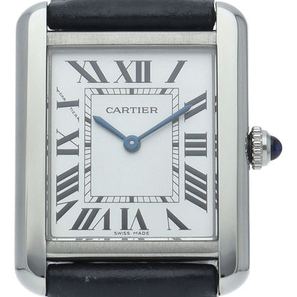 Cartier Tank Solo SM Watch SS Leather White Polished