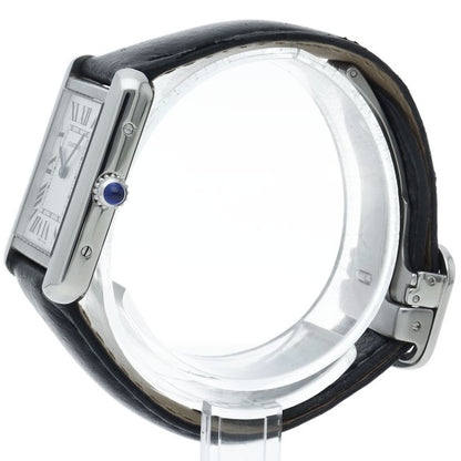 Cartier Tank Solo SM Watch SS Leather White Polished — view 3