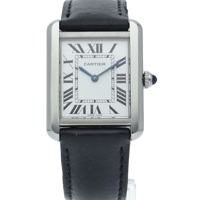 Cartier Tank Solo SM Watch SS Leather White Polished — view 2