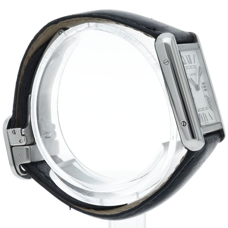 Cartier Tank Solo SM Watch SS Leather White Polished — view 4