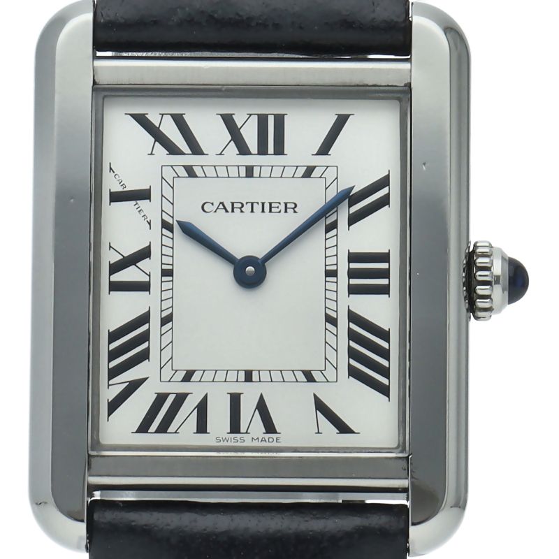 Cartier Tank Solo SM Watch Box SS Leather White Polished