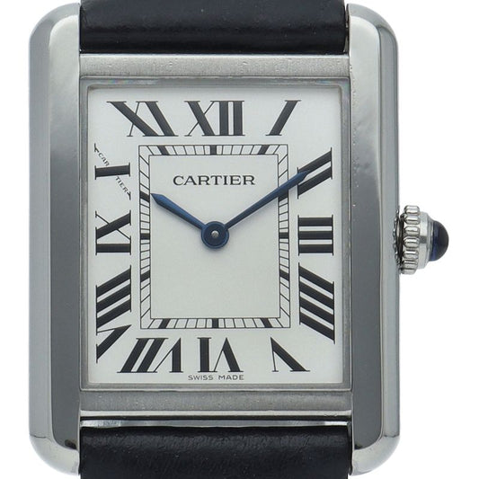 Cartier Tank Solo SM Watch Box SS Leather White Polished