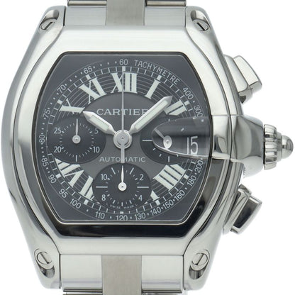 Cartier Roadster XL Chronograph Watch SS Black Polished