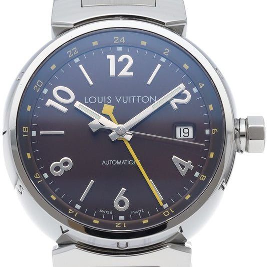 Louis Vuitton Tambour GMT Watch 39.5 Auto Box SS Brown Polished
