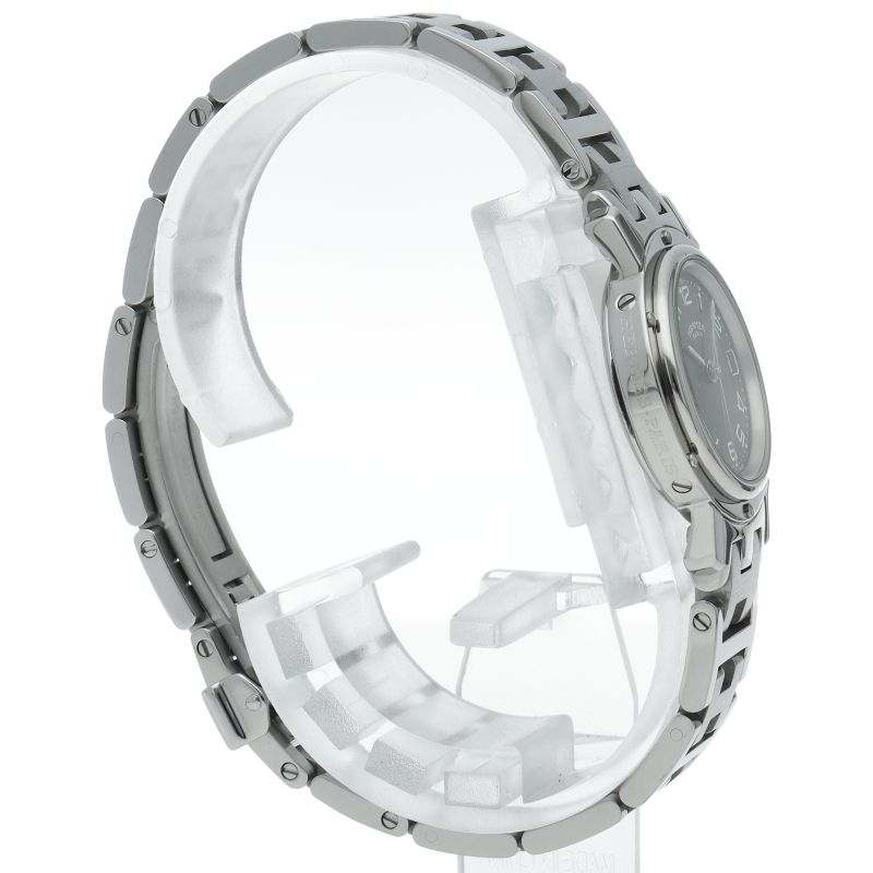 Hermes Clipper Watch Overhauled Box SS Black OH Polished — view 4