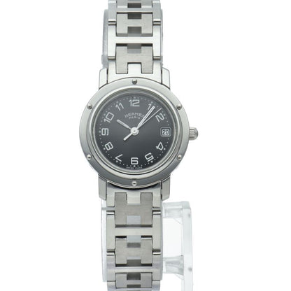 Hermes Clipper Watch Overhauled Box SS Black OH Polished — view 2