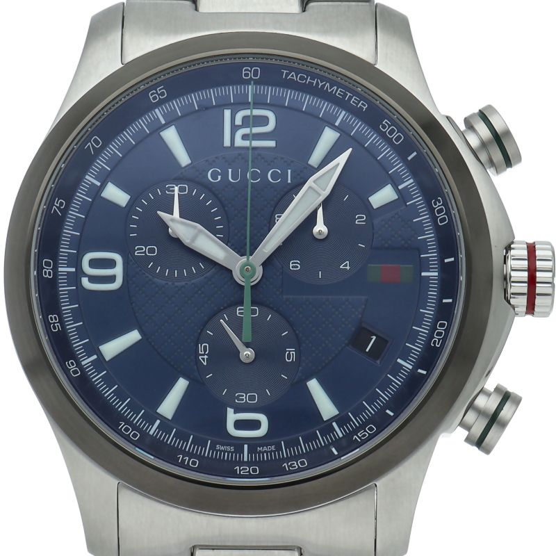 Gucci G-timeless Chrono Watch 126.2 Box SS Blue