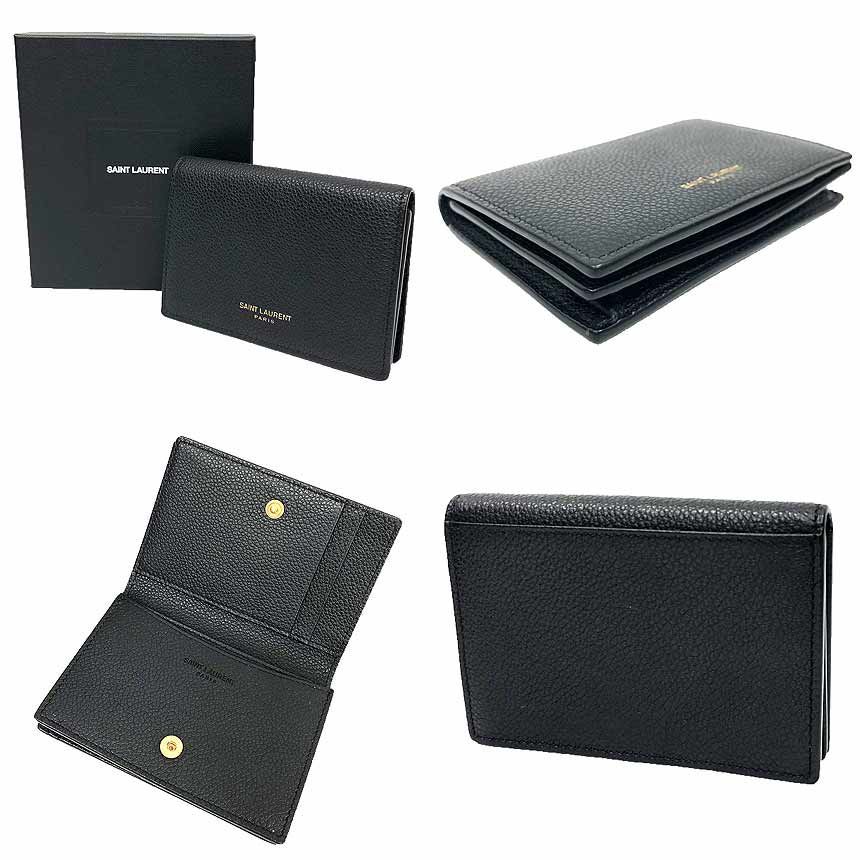 Saint Laurent Paris Card Case Business Holder Leather Black — view 2