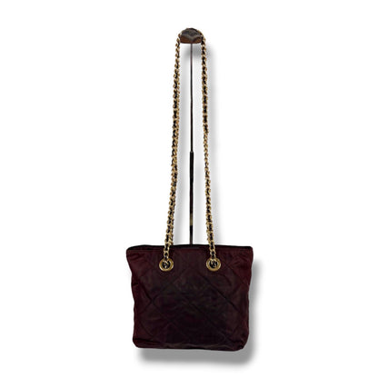 Prada Quilted Triangle Logo Chain Shoulder Bag Purple Brown — view 4