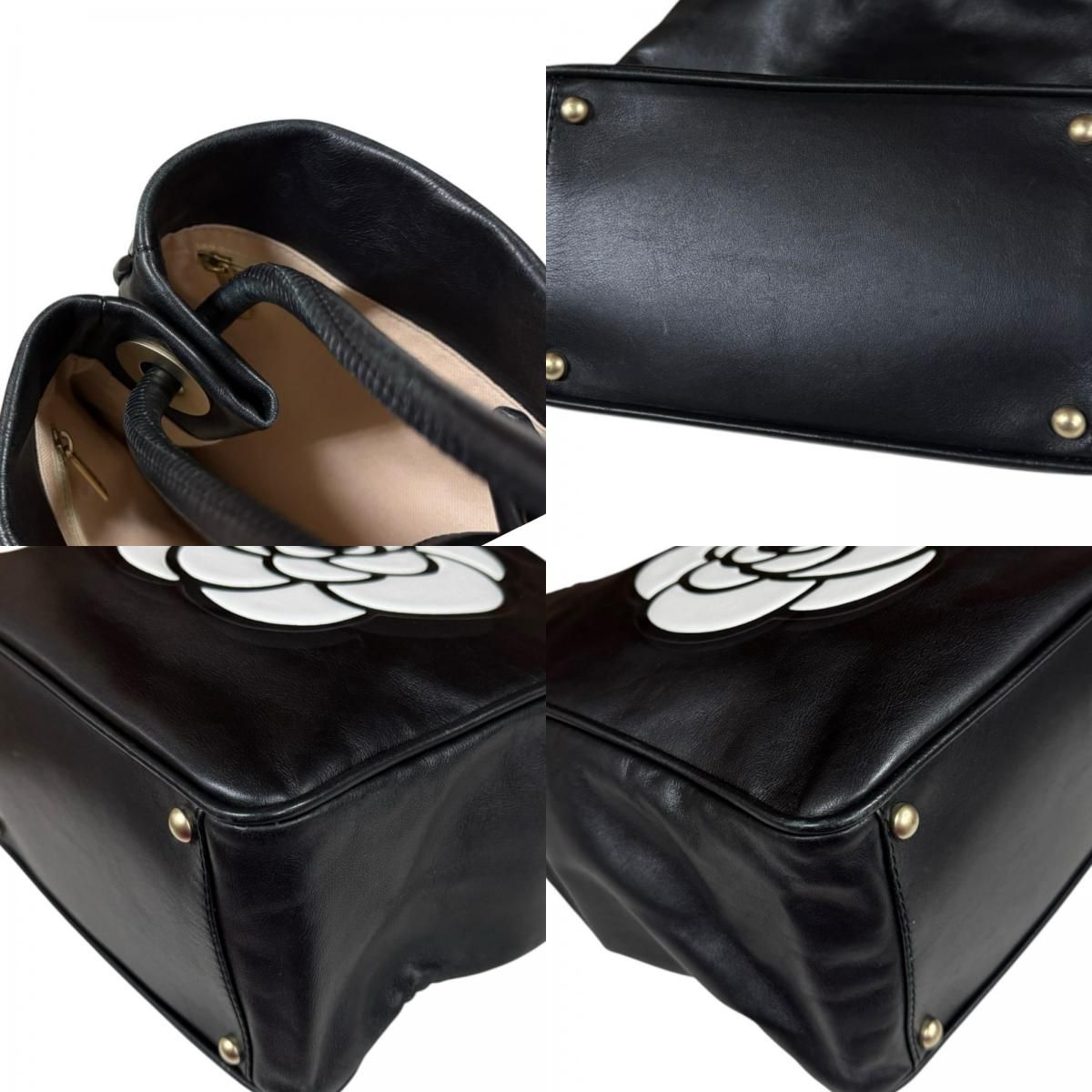 Chanel Camellia Tote Leather Black — view 8