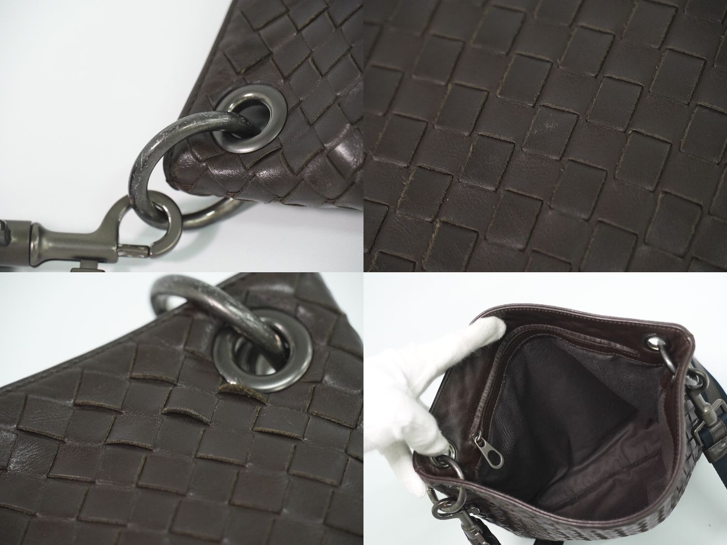 Bottega Veneta Intrecciato Shoulder Bag Pochette Leather Brown — view 8