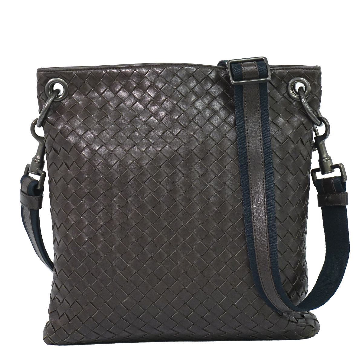 Bottega Veneta Intrecciato Shoulder Bag Pochette Leather Brown