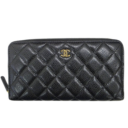 Chanel Caviar Zip Around Wallet
