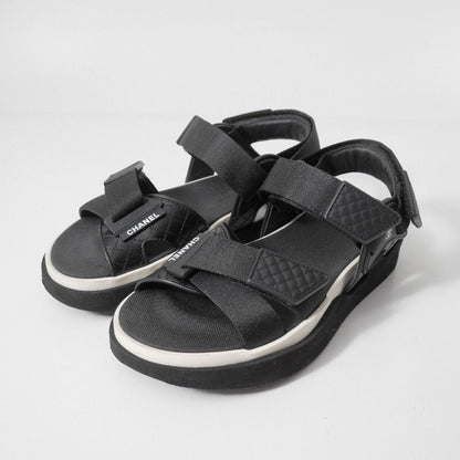 Chanel Sandals 36 CC Logo Quilted Sports Shoes