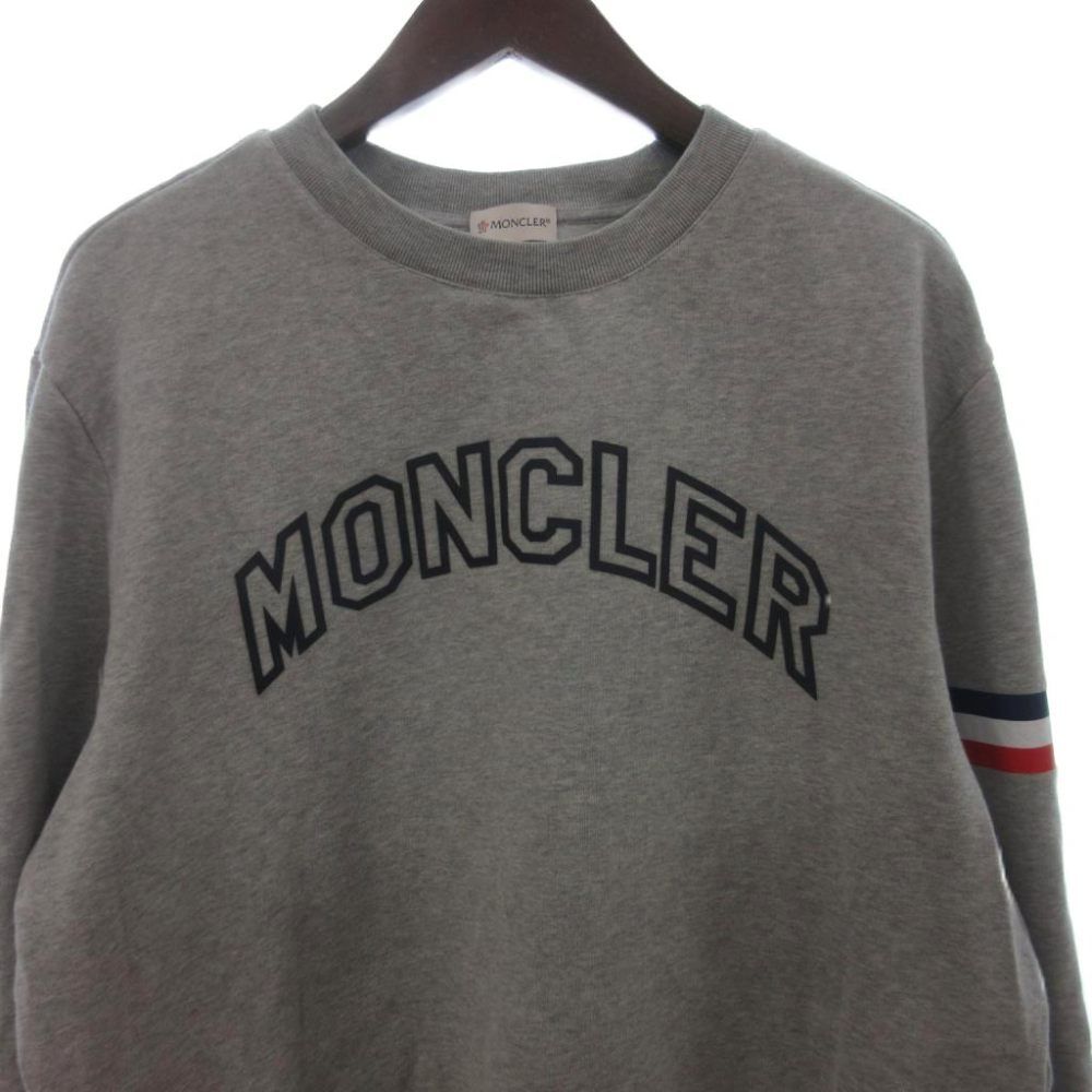 Moncler Sweatshirt Long Sleeve Brushed Lining Logo Crew Neck Gray XL — view 3