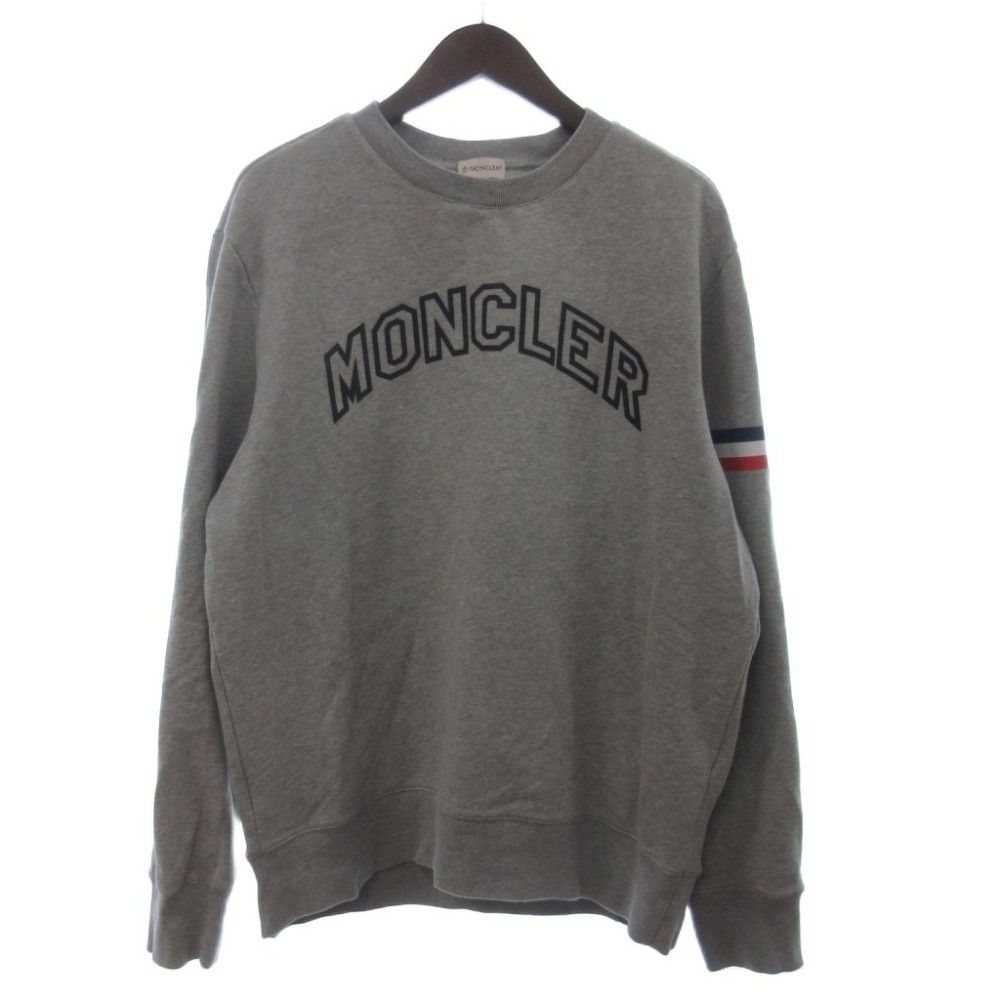 Moncler Sweatshirt Long Sleeve Brushed Lining Logo Crew Neck Gray XL