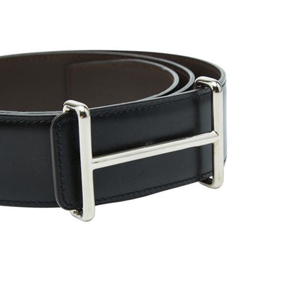 Hermes D'ancre Logo Buckle Belt 85 Black Silver Leather — view 4