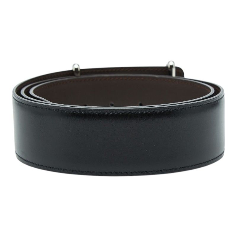 Hermes D'ancre Logo Buckle Belt 85 Black Silver Leather — view 2