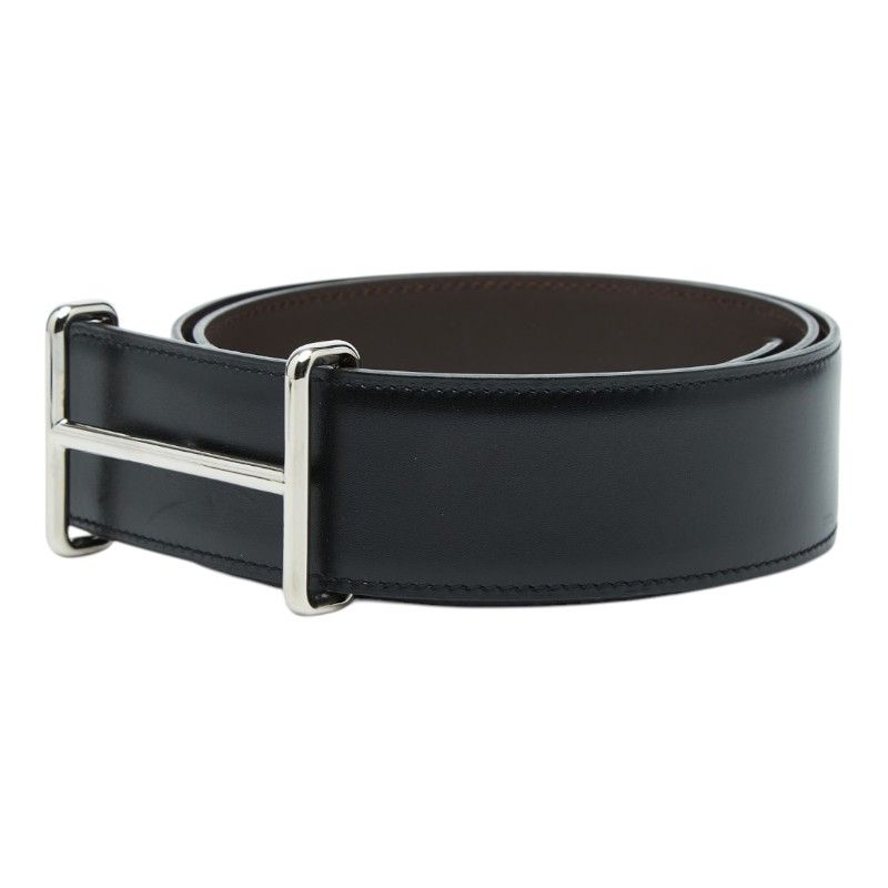 Hermes D'ancre Logo Buckle Belt 85 Black Silver Leather — view 3