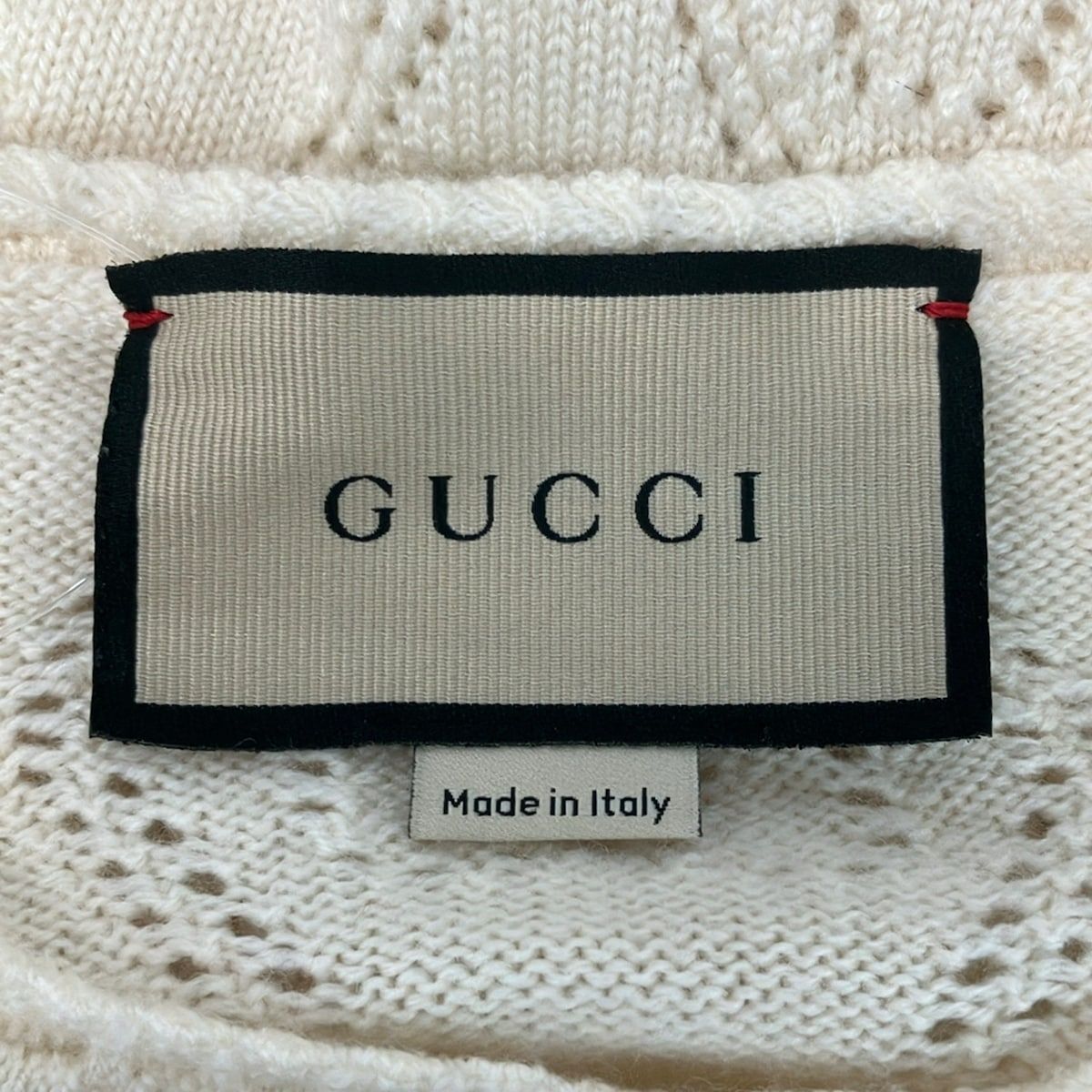 Gucci Short Sleeve Sweater S Ivory Crew Neck GG Pattern — view 3