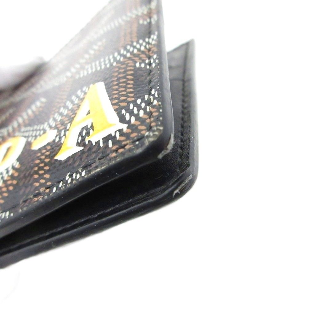 Goyard Saint Thomas Bifold Wallet Herringbone Pattern Leather Black Brown — view 7