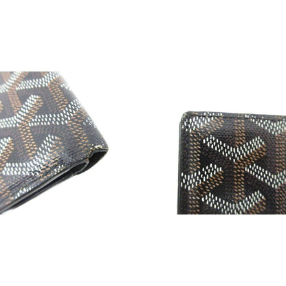 Goyard Saint Thomas Bifold Wallet Herringbone Pattern Leather Black Brown — view 8