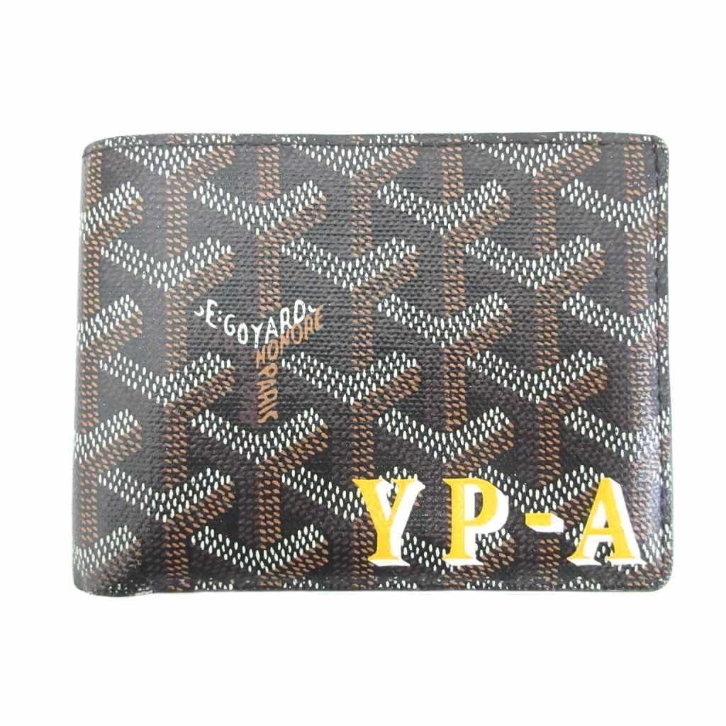 Goyard Saint Thomas Bifold Wallet Herringbone Pattern Leather Black Brown