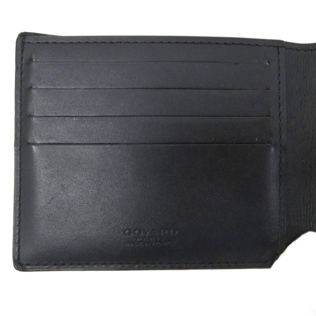 Goyard Saint Thomas Bifold Wallet Herringbone Pattern Leather Black Brown — view 4