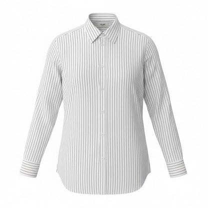 Celine Classic Shirt Striped Cotton Poplin Long Sleeve White