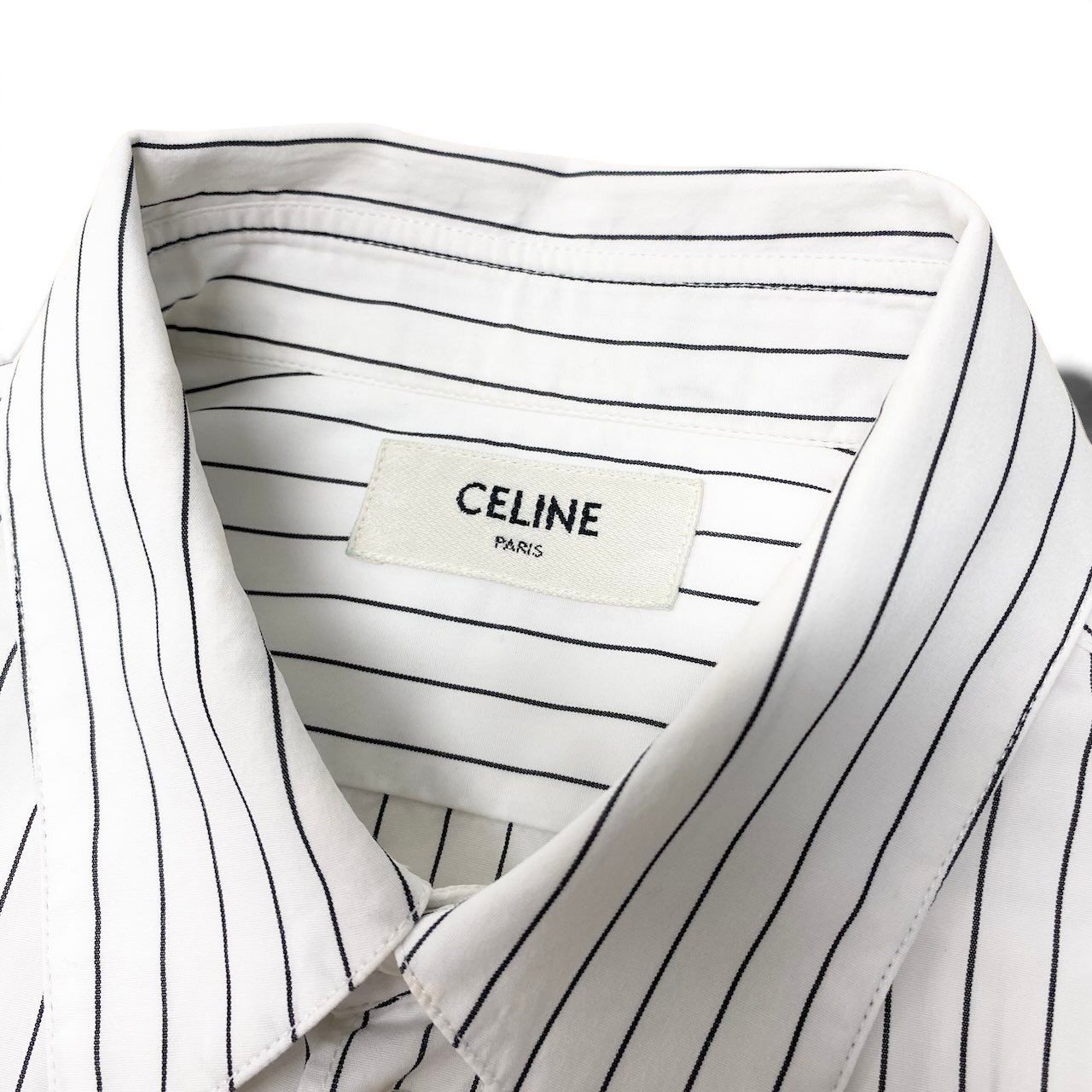 Celine Classic Shirt Striped Cotton Poplin Long Sleeve White — view 6