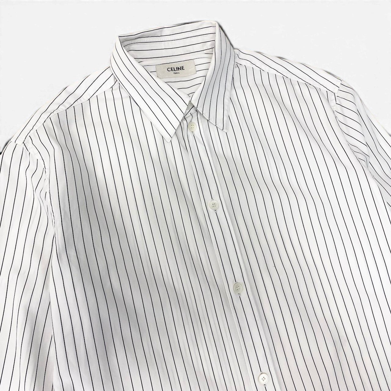 Celine Classic Shirt Striped Cotton Poplin Long Sleeve White — view 4