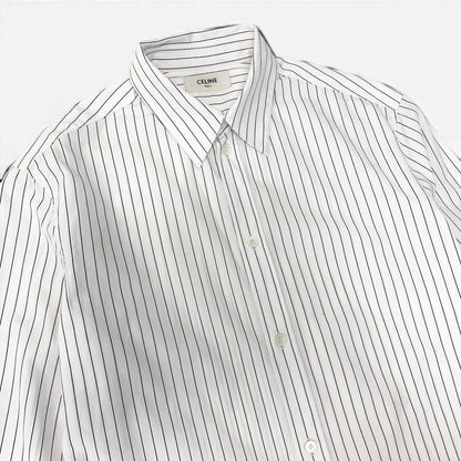 Celine Classic Shirt Striped Cotton Poplin Long Sleeve White — view 4