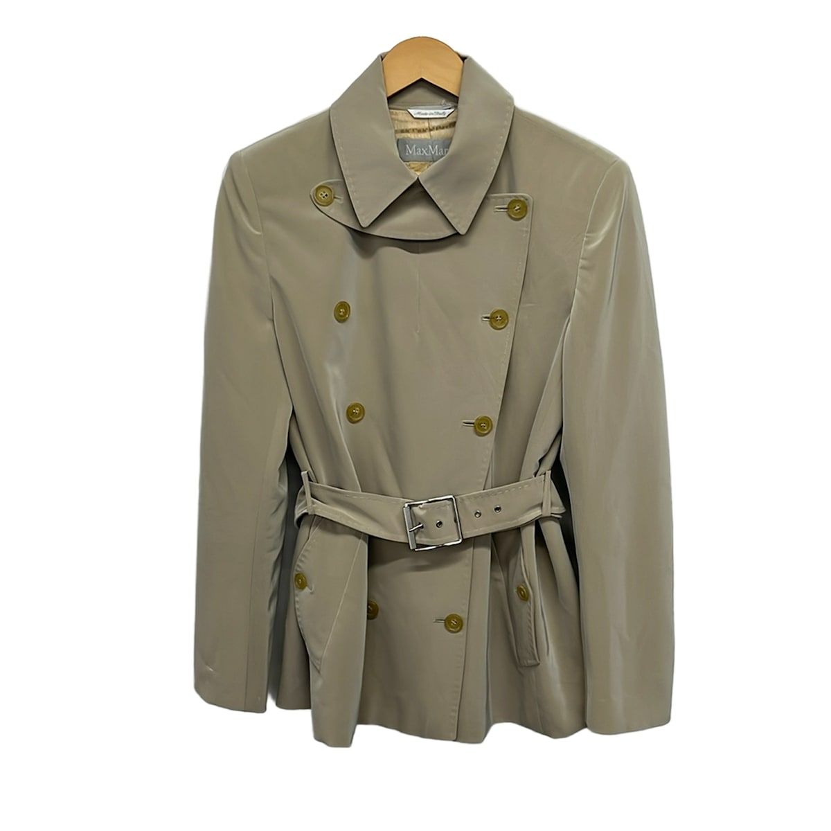 Max Mara Trench Coat 44 L Beige Long Sleeve Autumn Spring