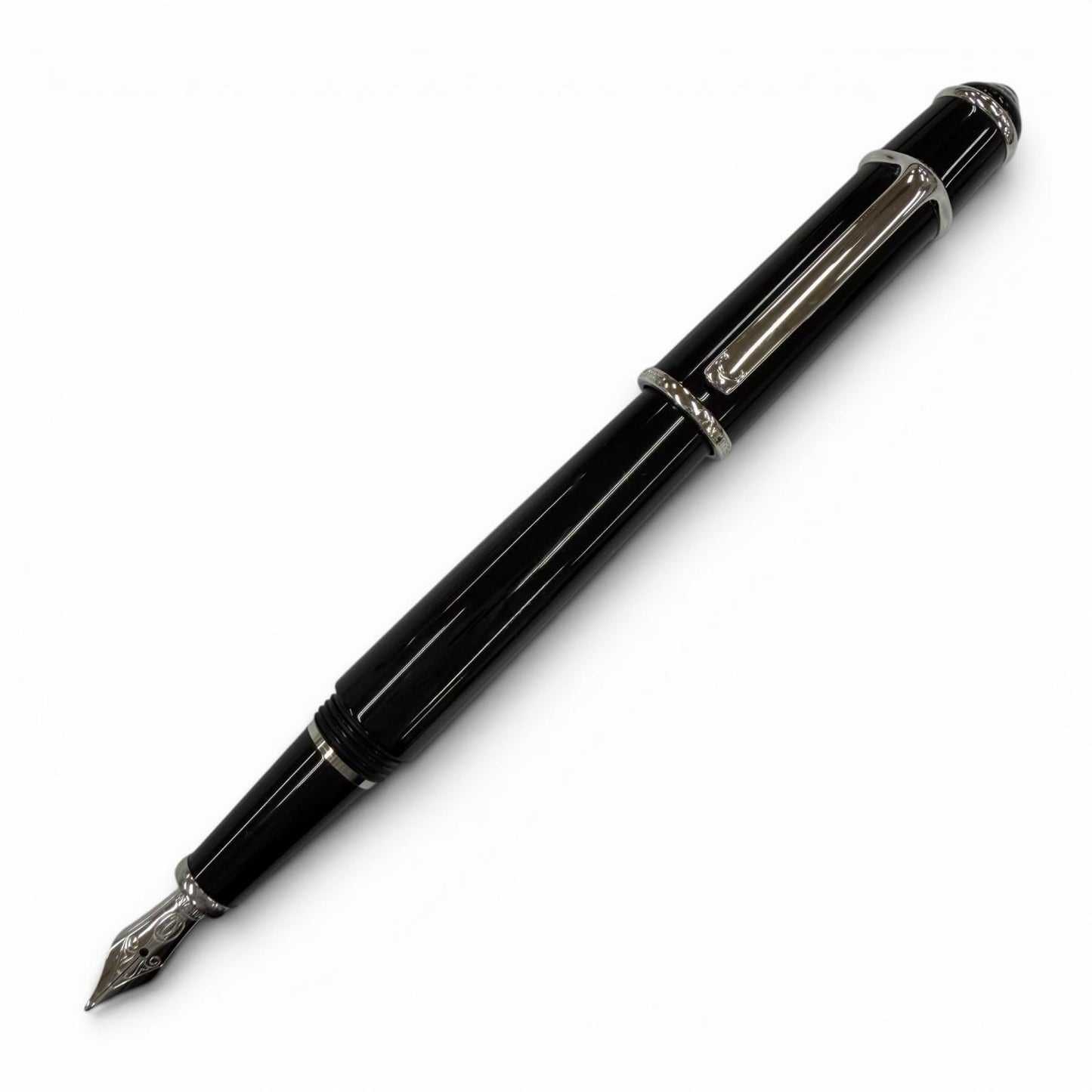Cartier Diavolo de 18k Blue Gemstone M NIB Fountain Pen Black Silver