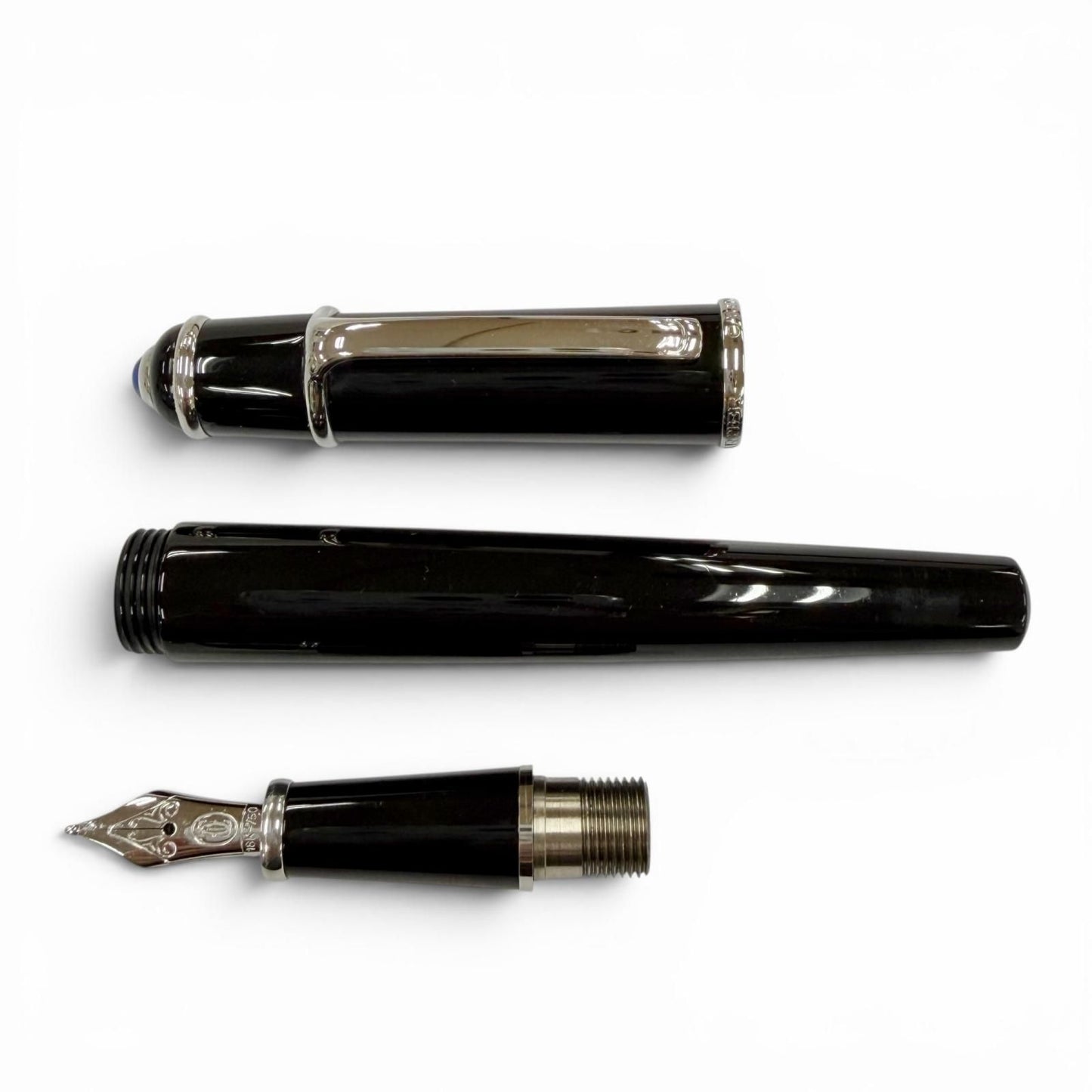 Cartier Diavolo de 18k Blue Gemstone M NIB Fountain Pen Black Silver — view 4