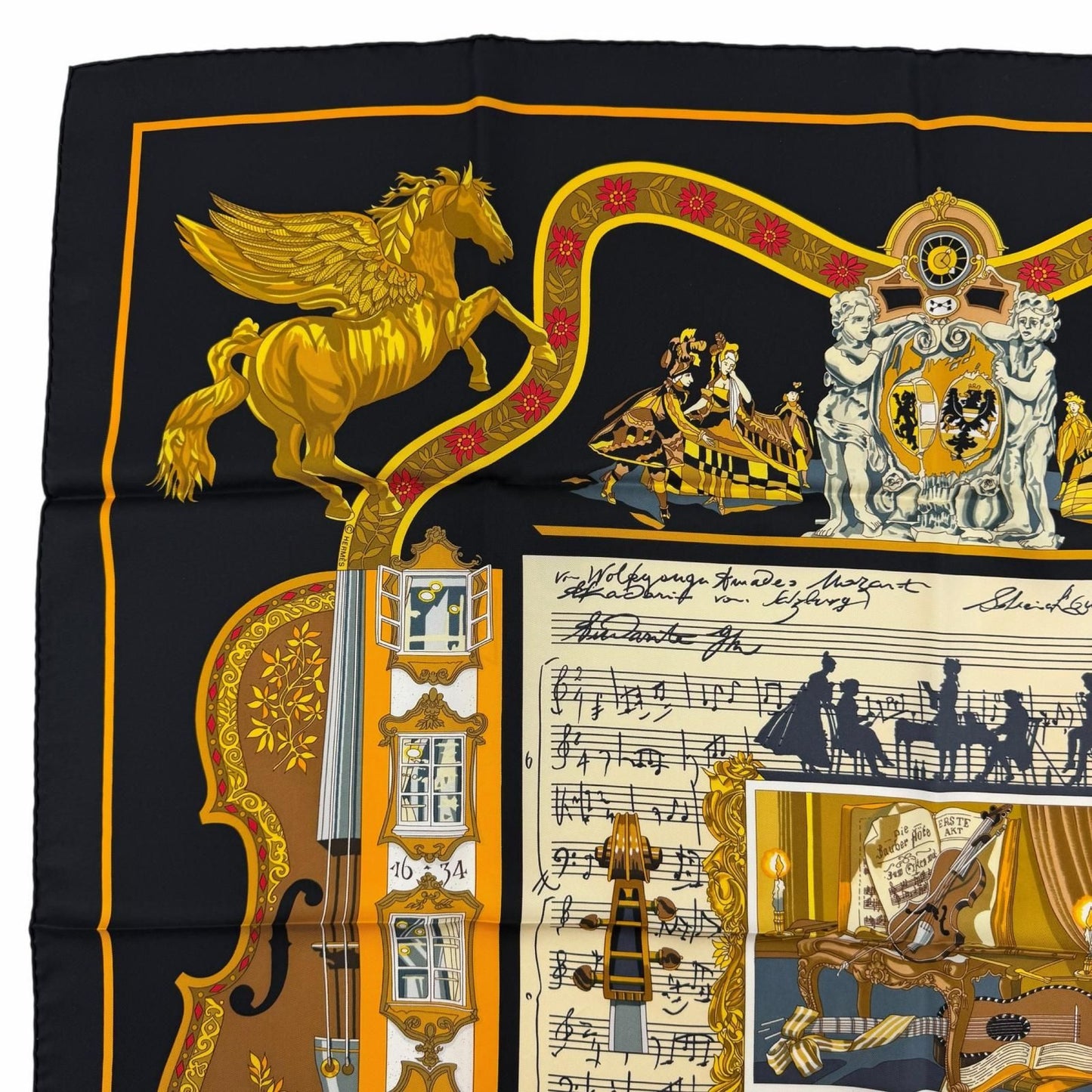 Hermes Carre 90 in Salzburg Silk 100% Scarf Black — view 3