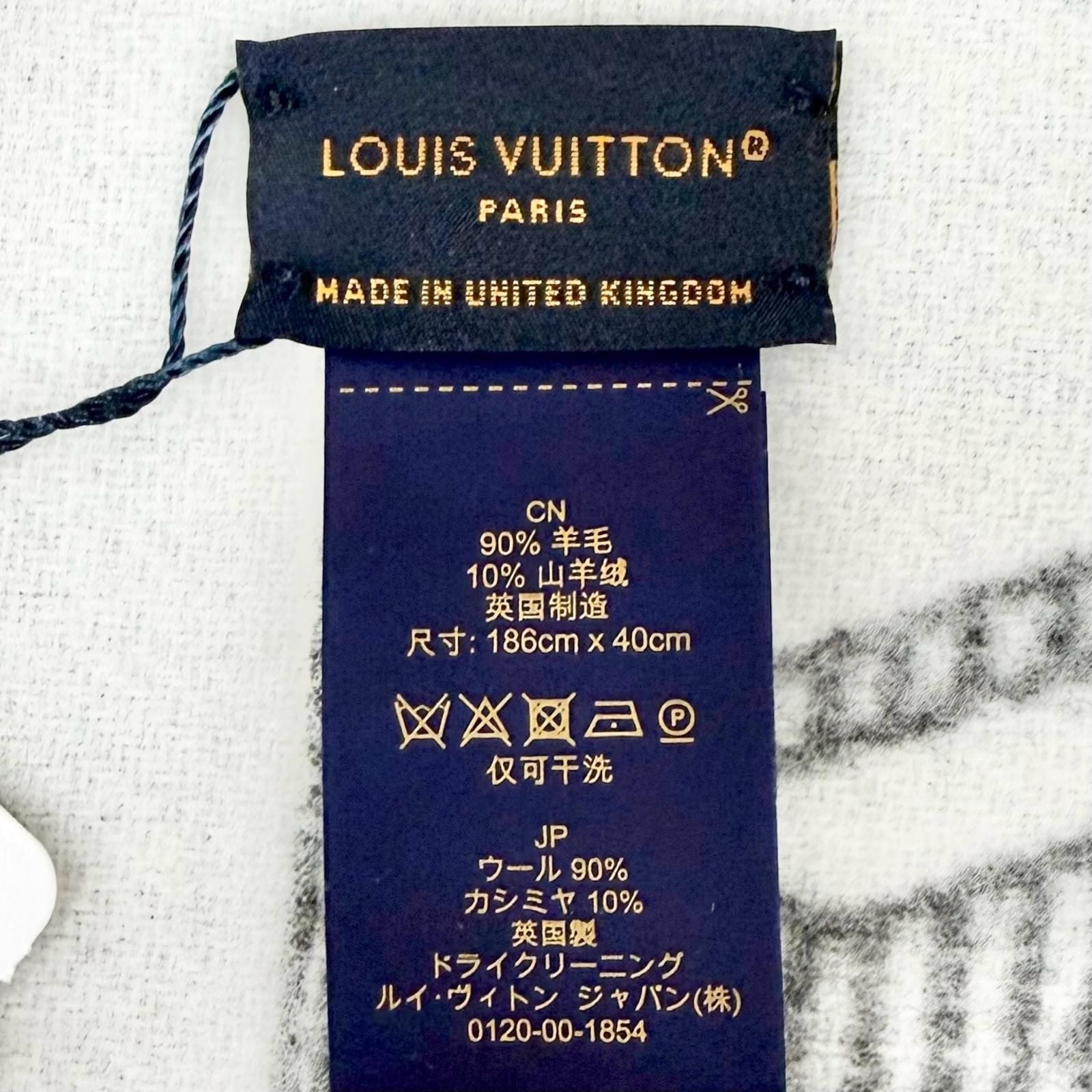 Louis Vuitton Scarf Monogram Shadow Wool Cashmere Large Shawl Gray — view 7