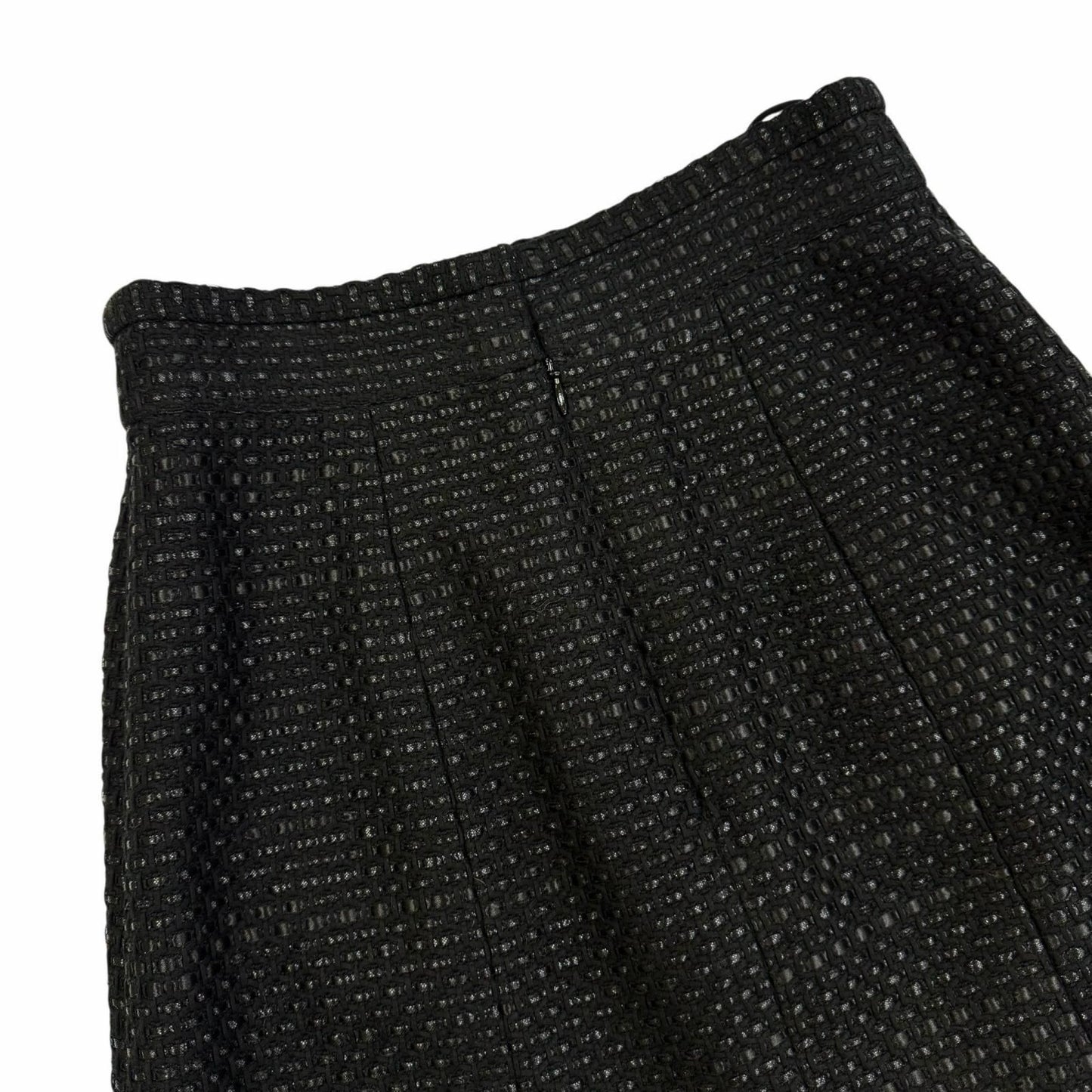 Chanel Cotton Coco Button Tweed Knee Length Skirt Black 38 — view 4