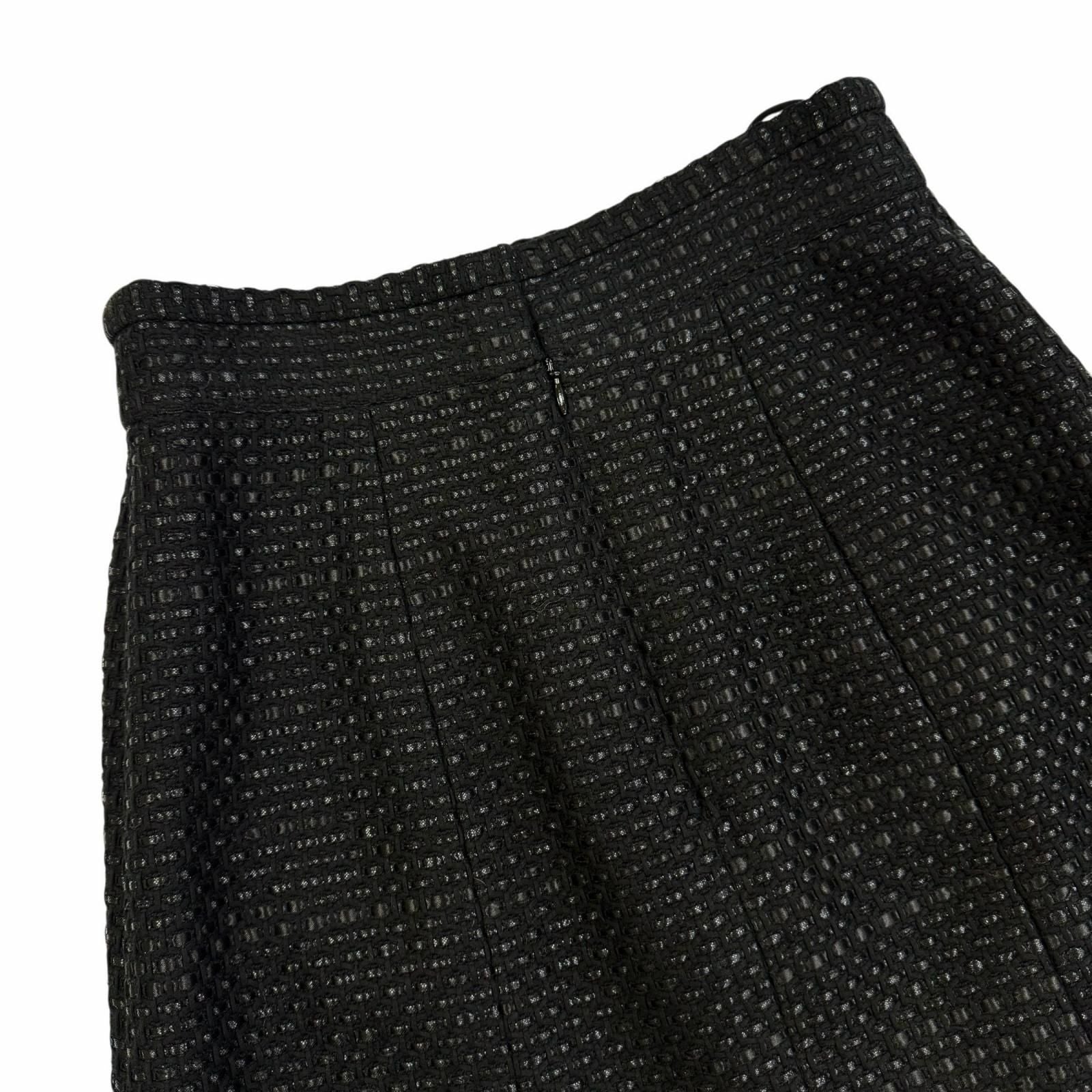 Chanel Cotton Coco Button Tweed Knee Length Skirt Black 38 — view 4