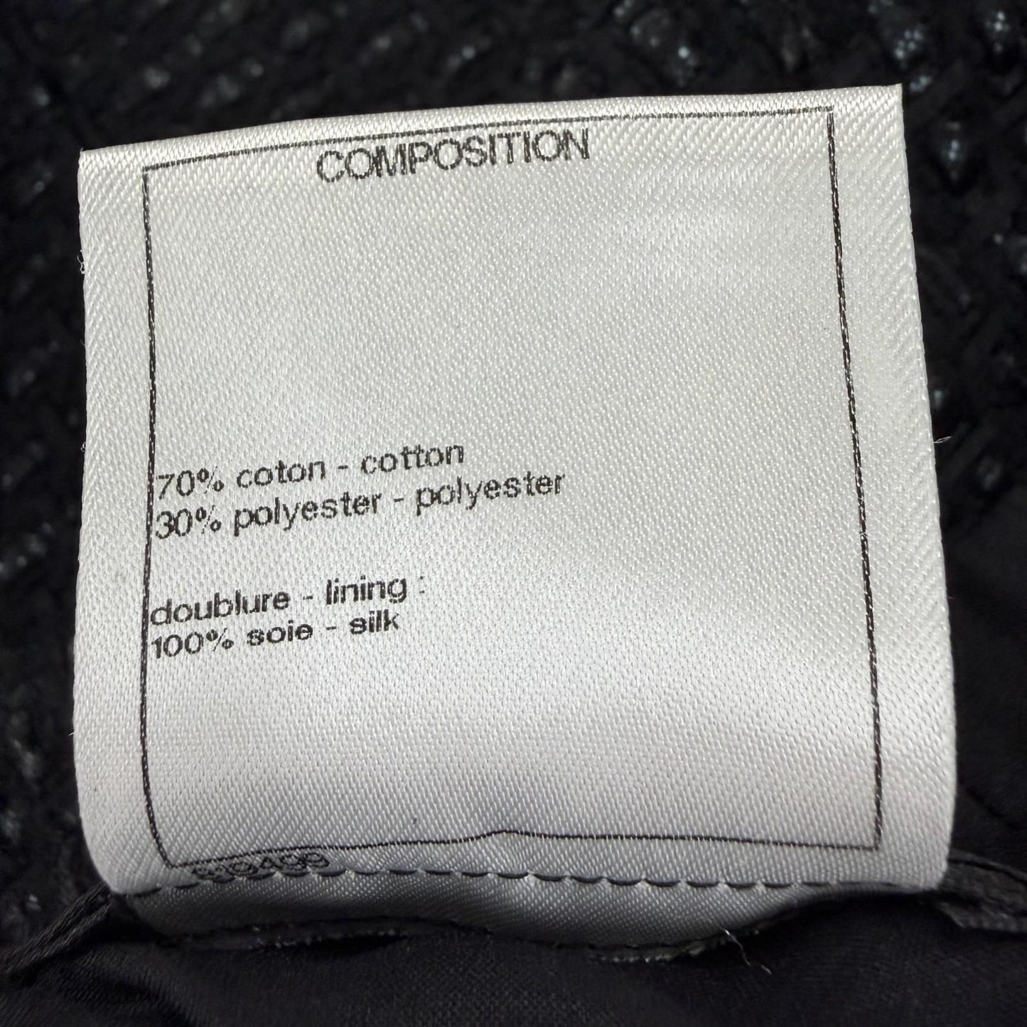 Chanel Cotton Coco Button Tweed Knee Length Skirt Black 38 — view 8