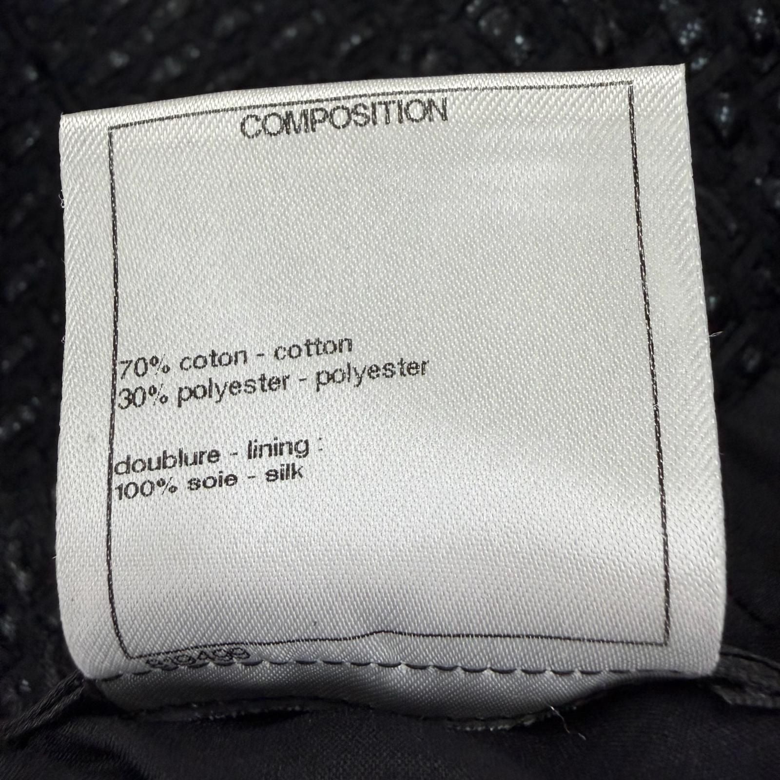 Chanel Cotton Coco Button Tweed Knee Length Skirt Black 38 — view 8