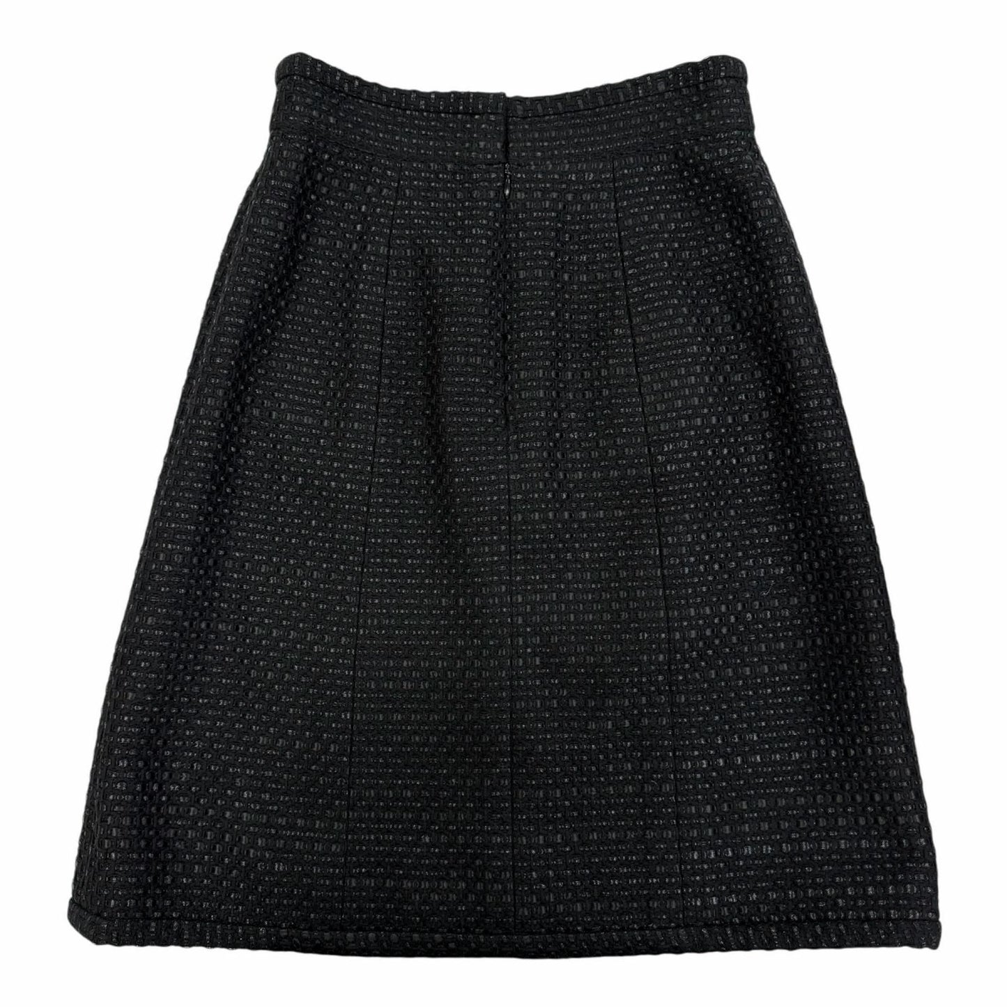 Chanel Cotton Coco Button Tweed Knee Length Skirt Black 38 — view 2