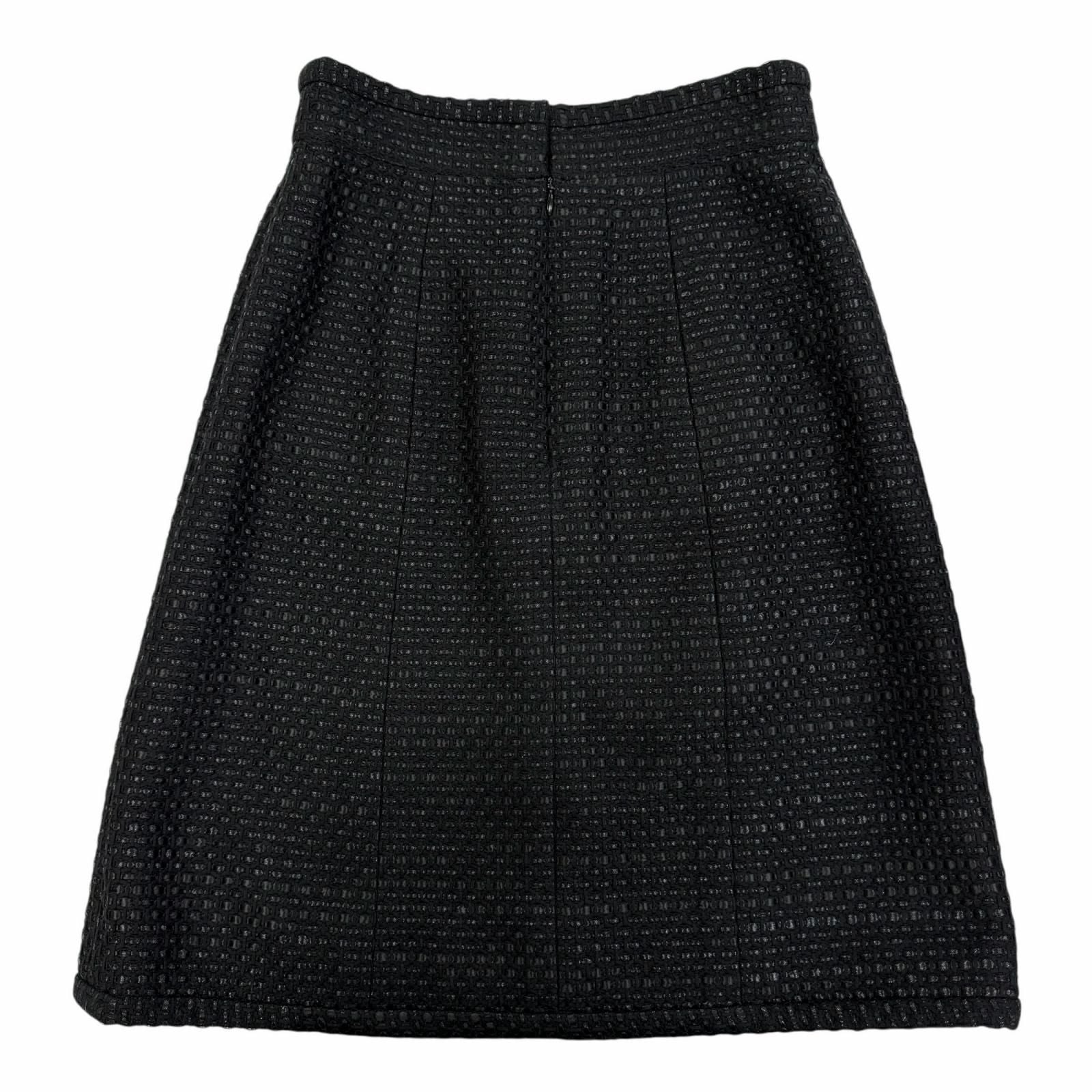 Chanel Cotton Coco Button Tweed Knee Length Skirt Black 38 — view 2