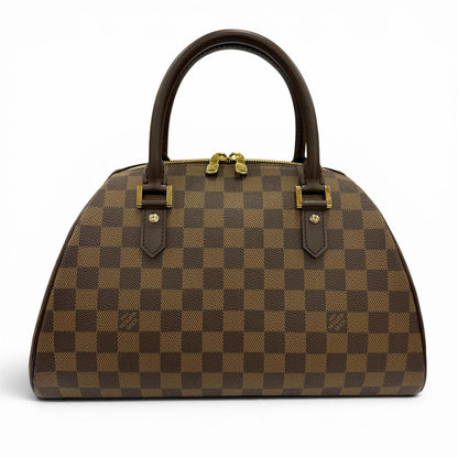 Louis Vuitton Riviera Damier Canvas Leather Handbag Brown Gold