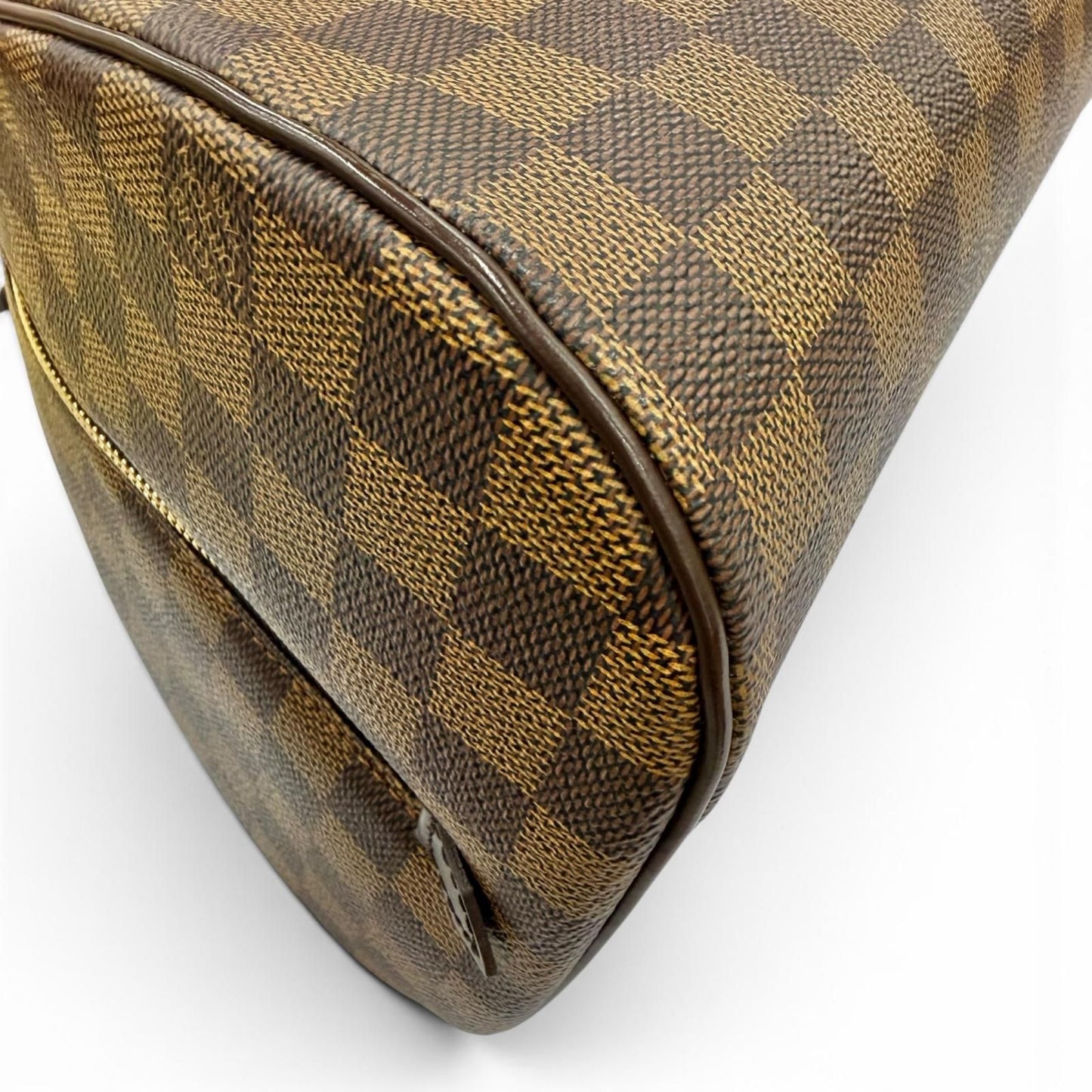 Louis Vuitton Riviera Damier Canvas Leather Handbag Brown Gold — view 5