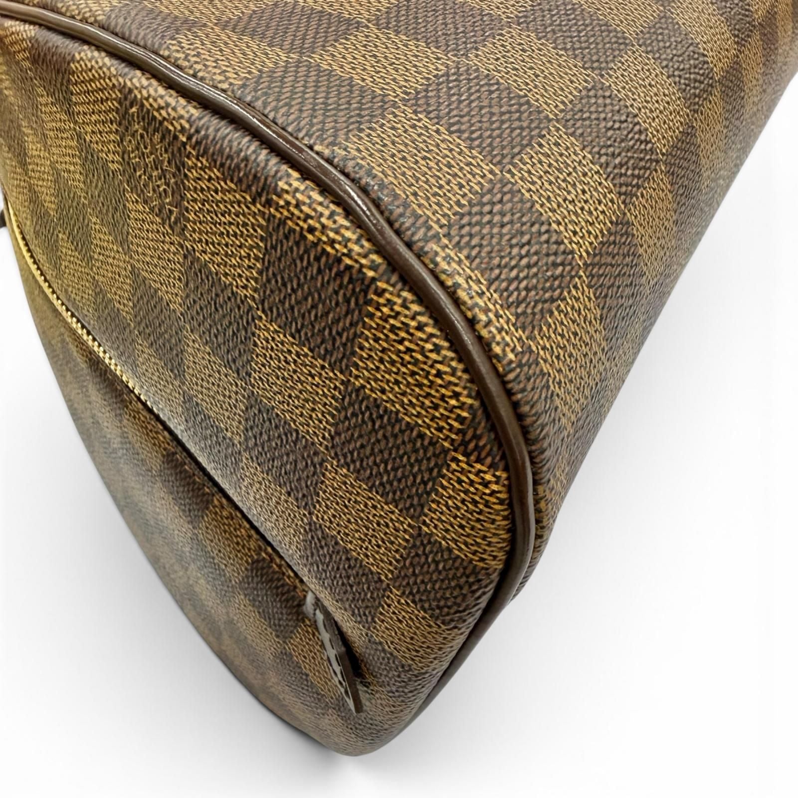 Louis Vuitton Riviera Damier Canvas Leather Handbag Brown Gold — view 5
