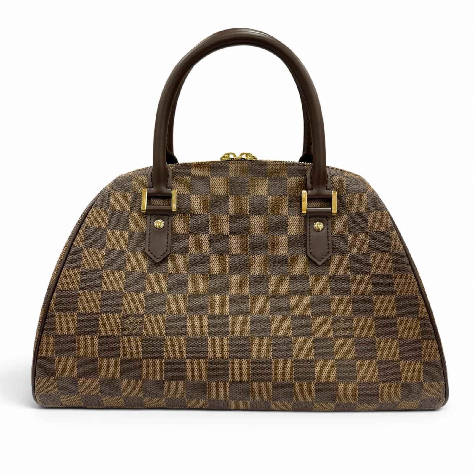 Louis Vuitton Riviera Damier Canvas Leather Handbag Brown Gold — view 3