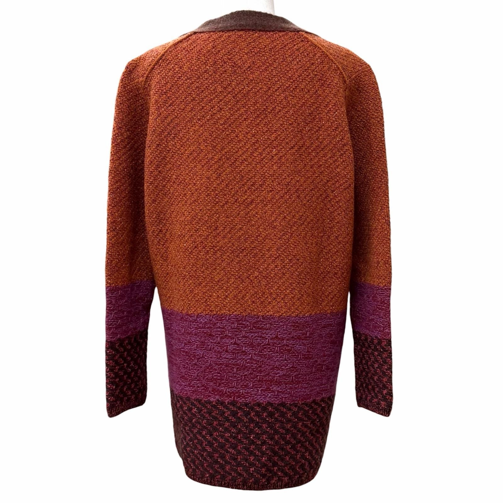 Louis Vuitton Silk Cashmere Blend Logo Plate Neck Long Cardigan Multi — view 3
