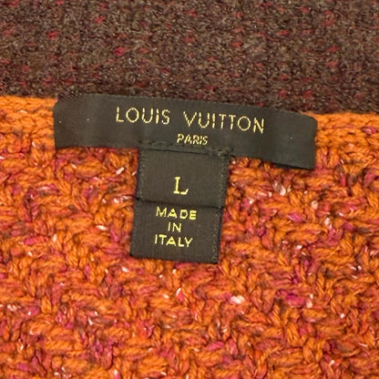 Louis Vuitton Silk Cashmere Blend Logo Plate Neck Long Cardigan Multi — view 6