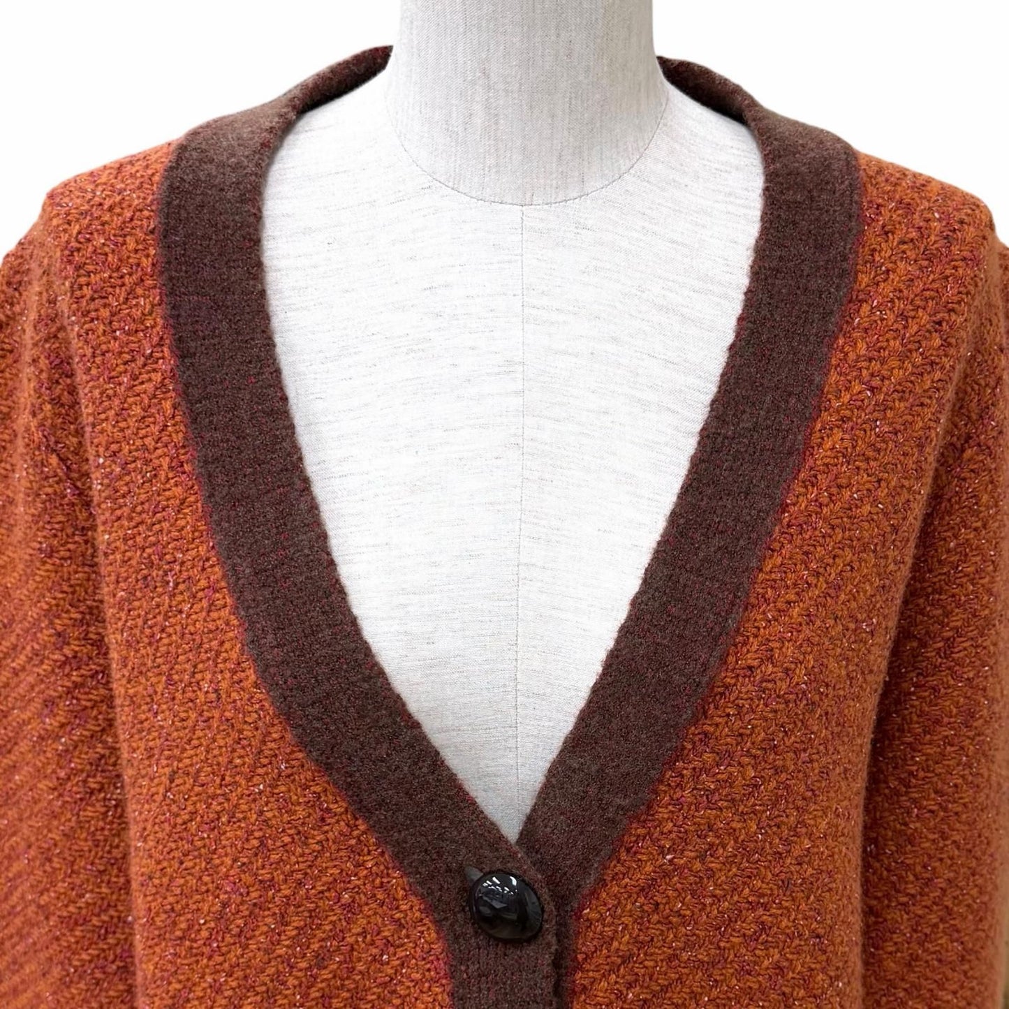 Louis Vuitton Silk Cashmere Blend Logo Plate Neck Long Cardigan Multi — view 4